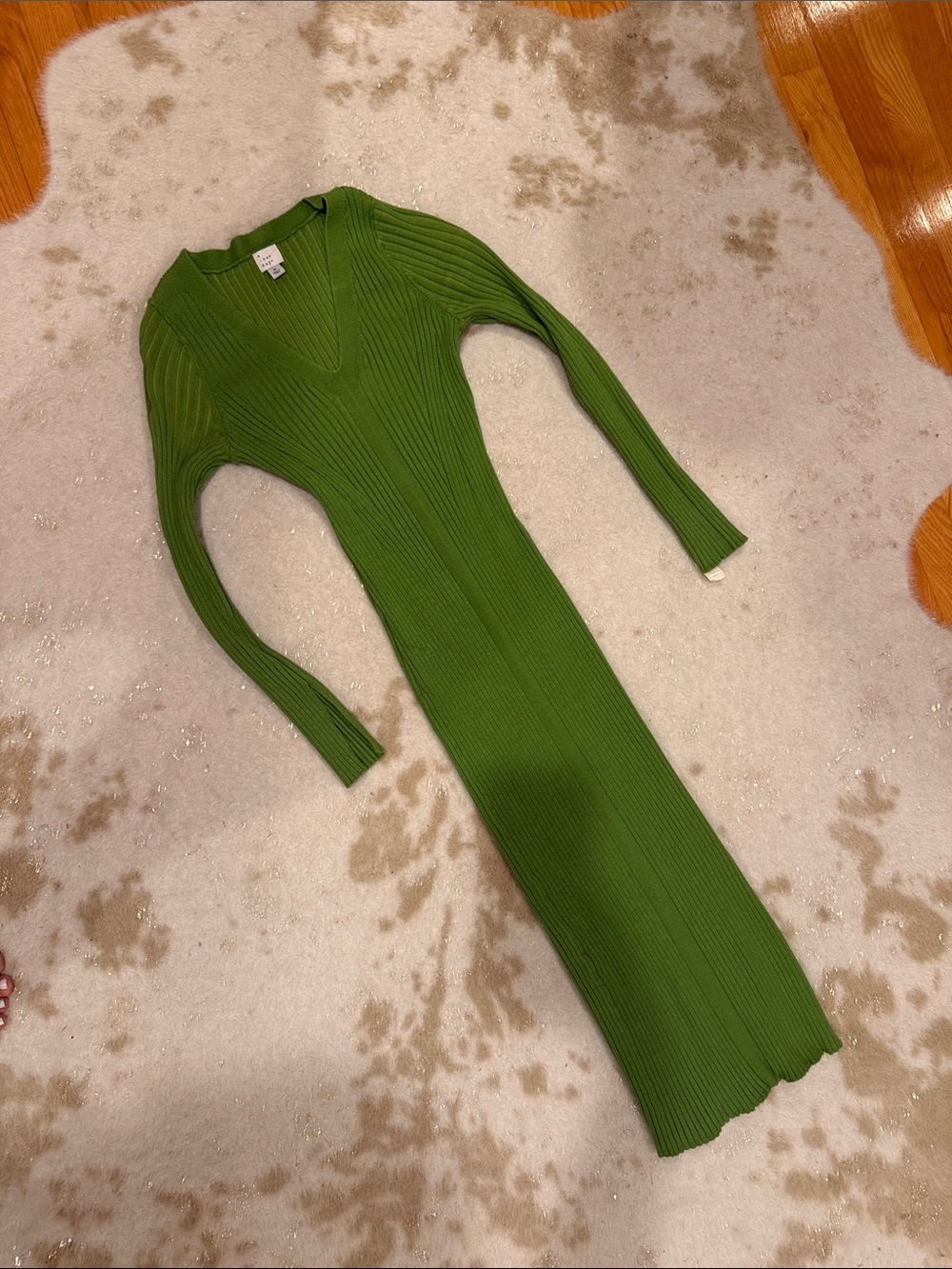 a new day Olive Green Ribbed V‑Neck Maxi Dress